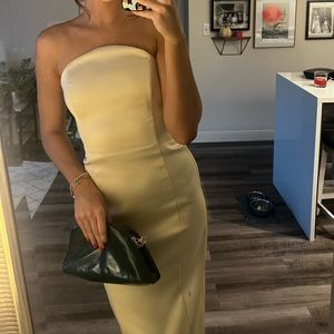 Yellow satin dress